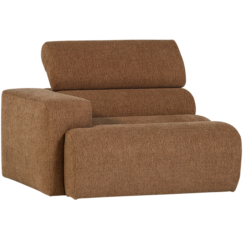 NOVI 1-SEATER ELEMENT ARM LEFT BOUCLE CARAMEL BROWN
