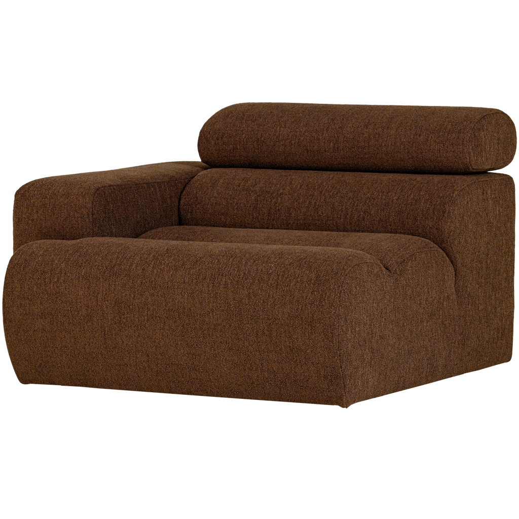 NOVI 1-SEATER ELEMENT ARM LEFT BOUCLE MOCHA BROWN