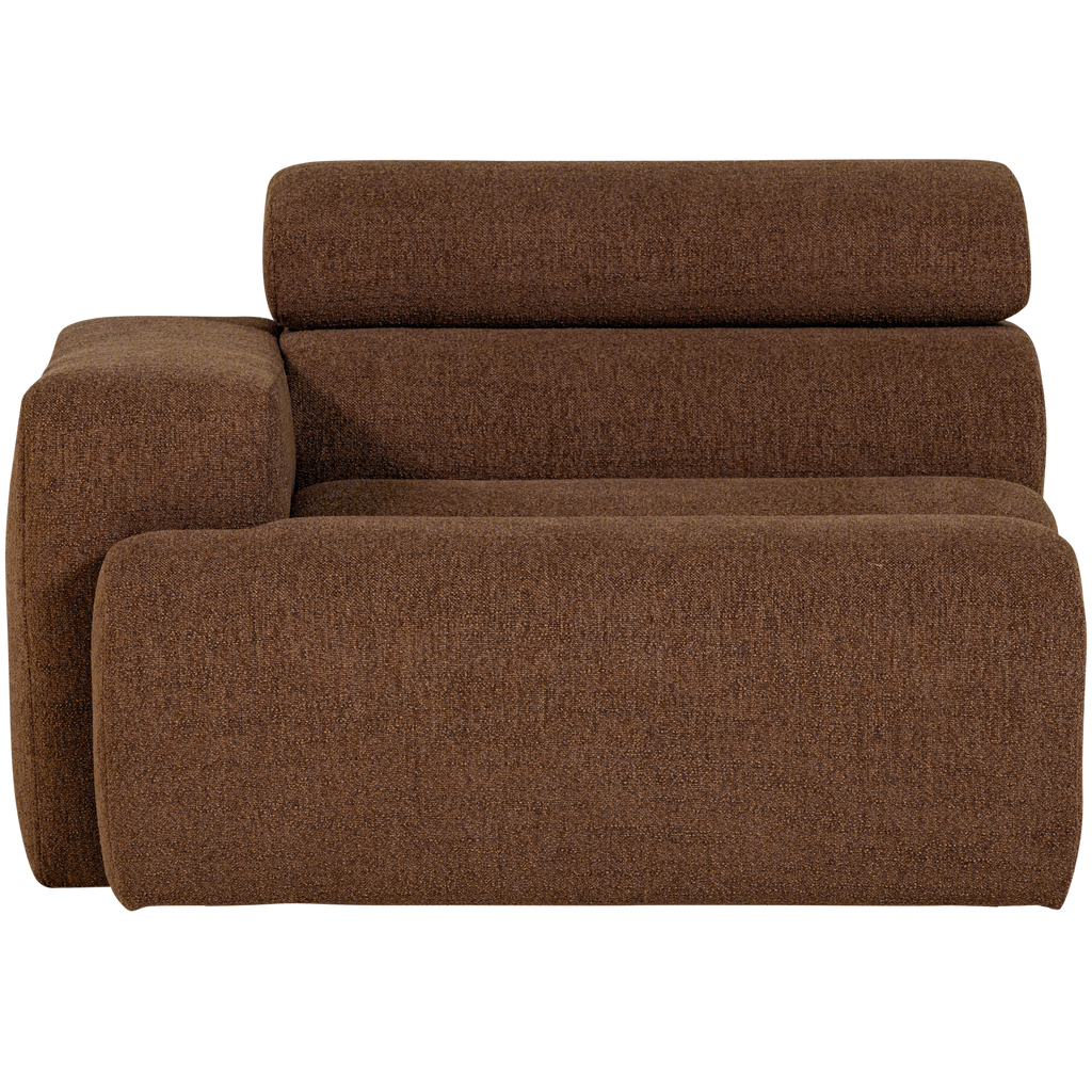 NOVI 1-SEATER ELEMENT ARM LEFT BOUCLE MOCHA BROWN