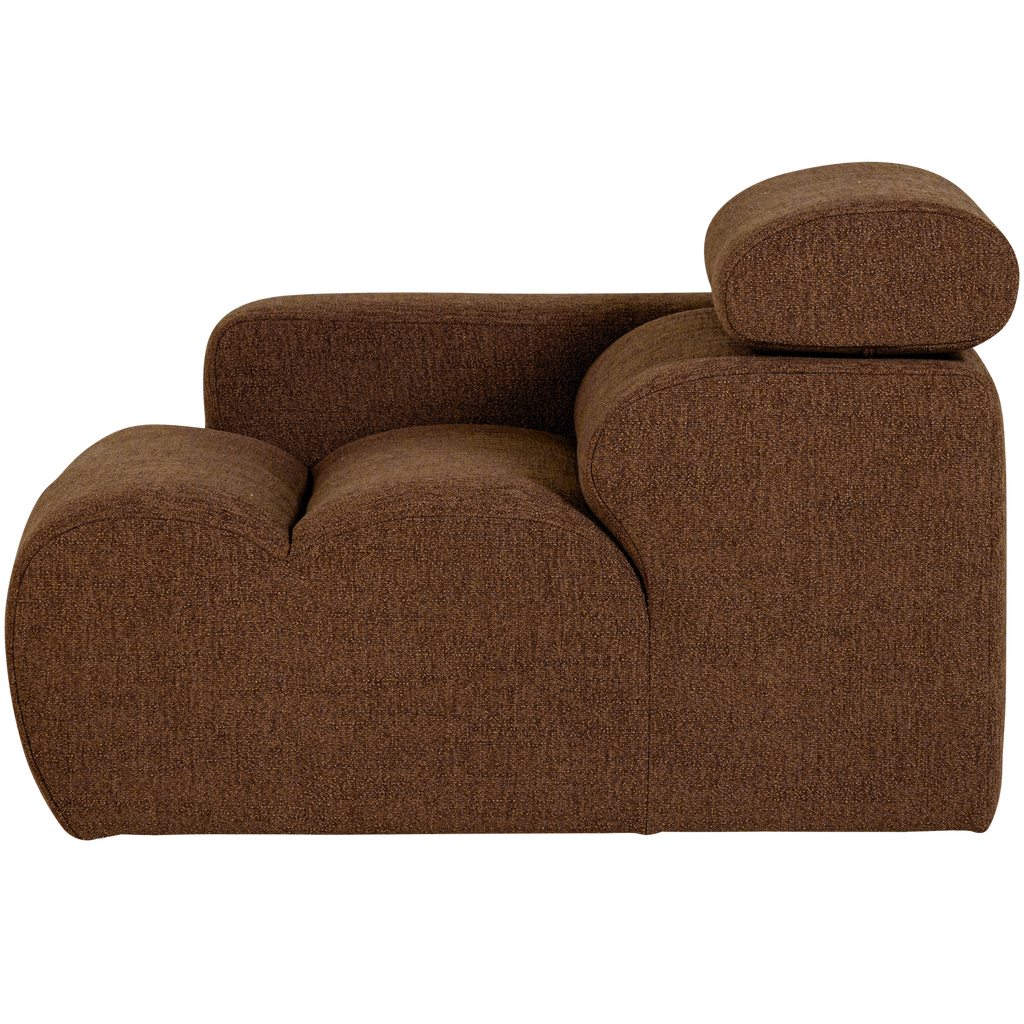 NOVI 1-SEATER ELEMENT ARM LEFT BOUCLE MOCHA BROWN
