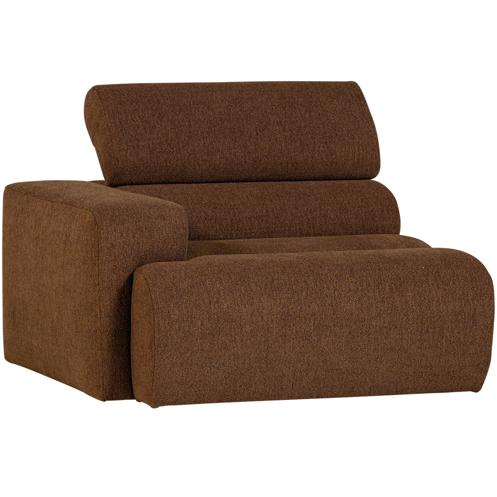 NOVI 1-SEATER ELEMENT ARM LEFT BOUCLE MOCHA BROWN
