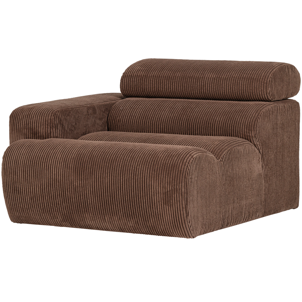 NOVI 1-SEATER ELEMENT ARM LEFT RIB FABRIC MOCHA BROWN