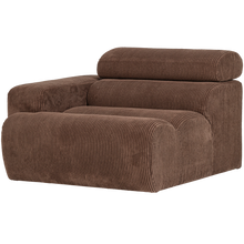 Laden Sie das Bild in den Galerie-Viewer, NOVI 1-SEATER ELEMENT ARM LEFT RIB FABRIC MOCHA BROWN