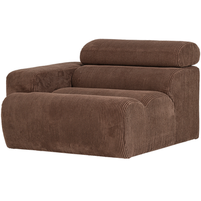 NOVI 1-SEATER ELEMENT ARM LEFT RIB FABRIC MOCHA BROWN