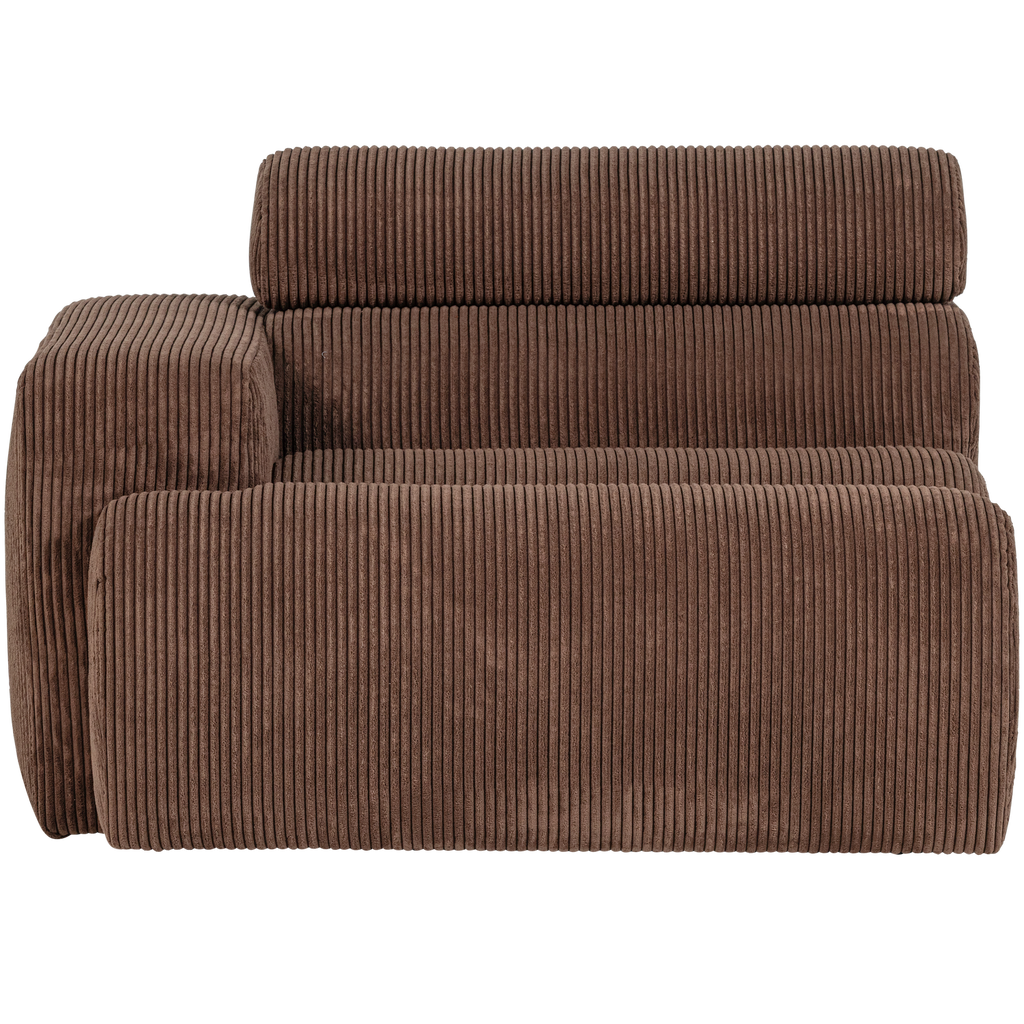 NOVI 1-SEATER ELEMENT ARM LEFT RIB FABRIC MOCHA BROWN