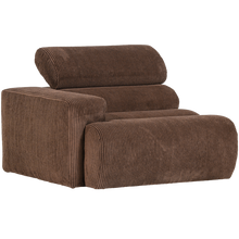 Laden Sie das Bild in den Galerie-Viewer, NOVI 1-SEATER ELEMENT ARM LEFT RIB FABRIC MOCHA BROWN