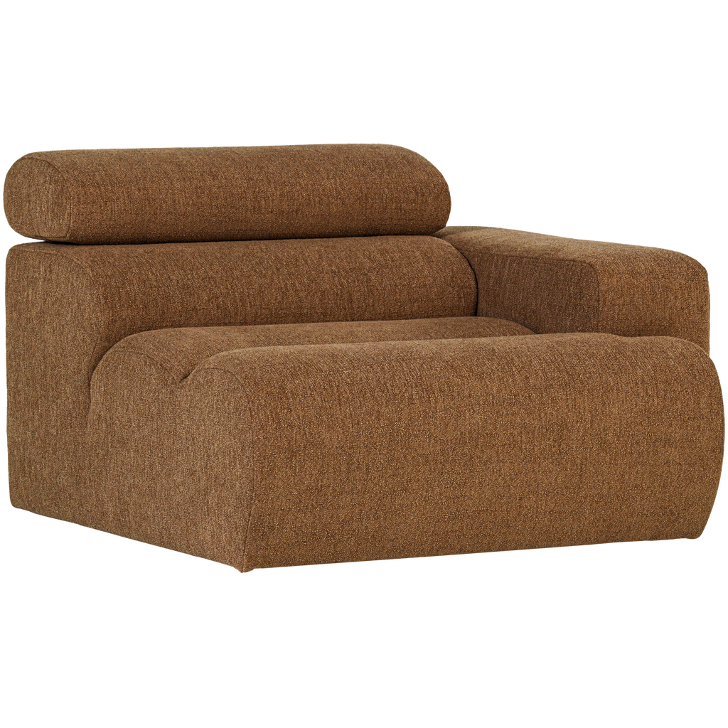 NOVI 1-SEATER ELEMENT ARM RIGHT CARAMEL BOUCLE BROWN