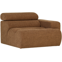 Laden Sie das Bild in den Galerie-Viewer, NOVI 1-SEATER ELEMENT ARM RIGHT CARAMEL BOUCLE BROWN