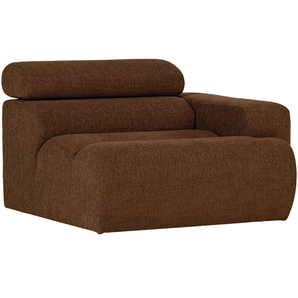 NOVI 1-SEATER ELEMENT ARM RIGHT MOCHA BOUCLE BROWN
