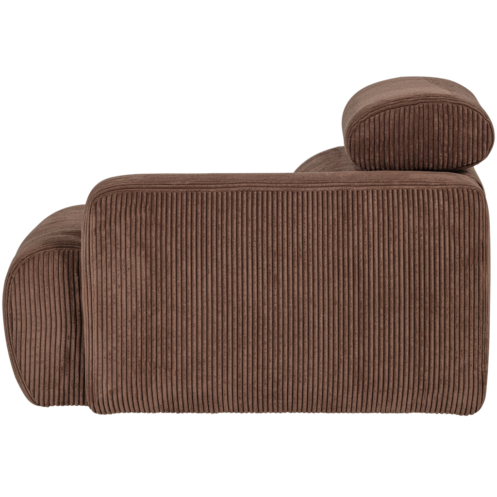 NOVI 1-SEATER ELEMENT ARM RIGHT RIB FABRIC MOCHA BROWN