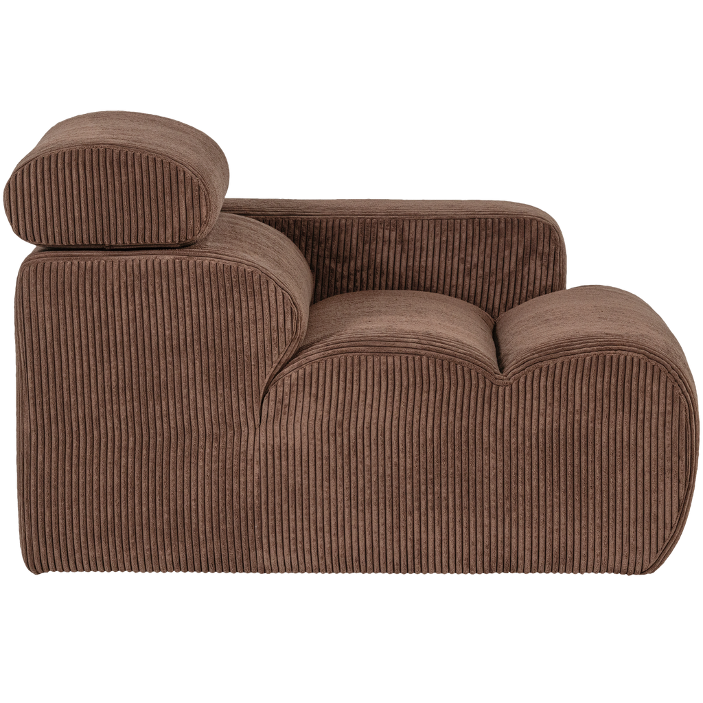 NOVI 1-SEATER ELEMENT ARM RIGHT RIB FABRIC MOCHA BROWN