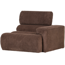 Carica l'immagine nel visualizzatore di Gallery, NOVI 1-SEATER ELEMENT ARM RIGHT RIB FABRIC MOCHA BROWN