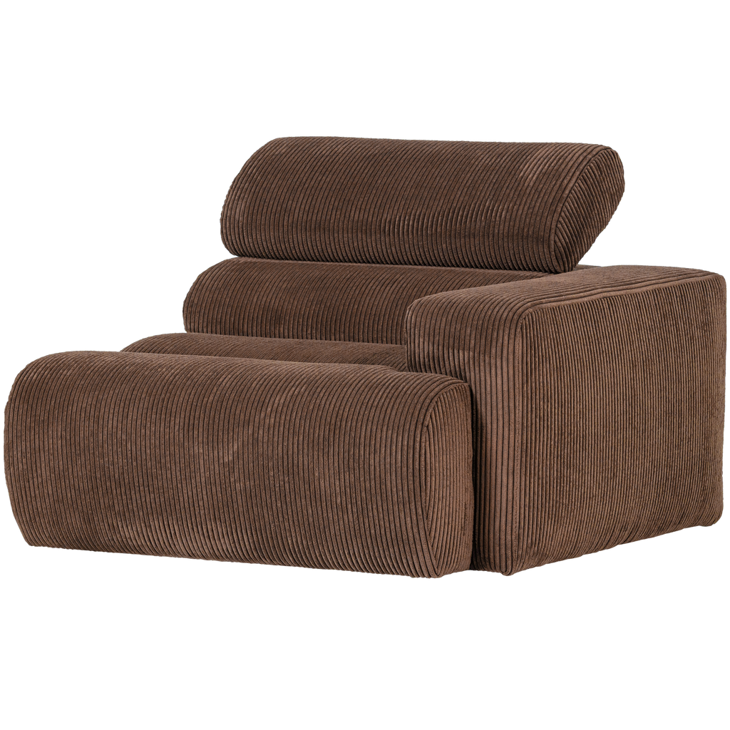 NOVI 1-SEATER ELEMENT ARM RIGHT RIB FABRIC MOCHA BROWN