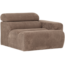 Laden Sie das Bild in den Galerie-Viewer, NOVI 1-SEATER ELEMENT ARM RIGHT RIB FABRIC TAUPE