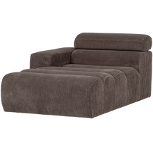 Laden Sie das Bild in den Galerie-Viewer, NOVI CHAISE LONGUE ELEMENT ARM LEFT RIB FABRIC GREY/BROWN