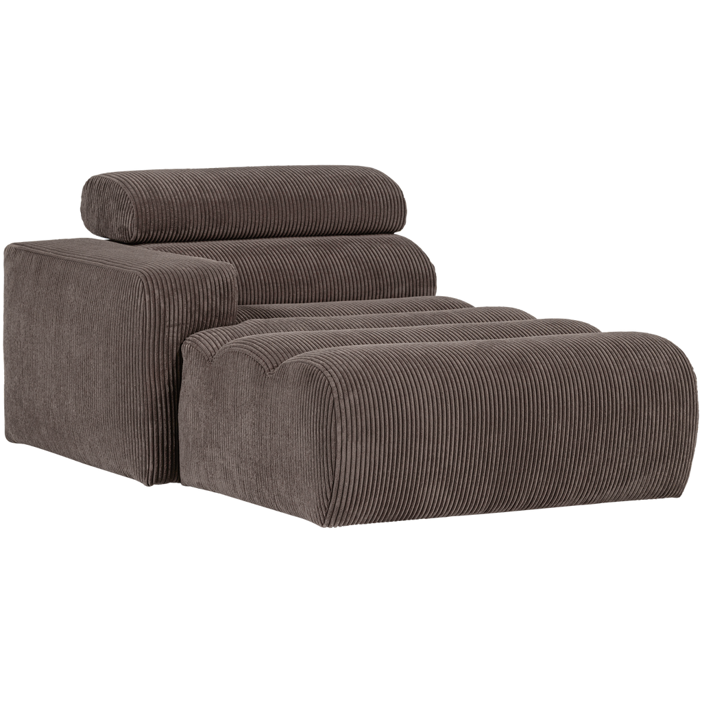 NOVI CHAISE LONGUE ELEMENT ARM LEFT RIB FABRIC GREY/BROWN