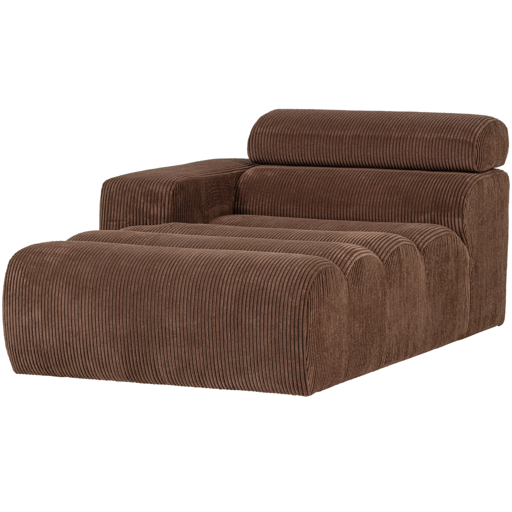 NOVI CHAISE LONGUE ELEMENT ARM LEFT RIB FABRIC MOCHA BROWN