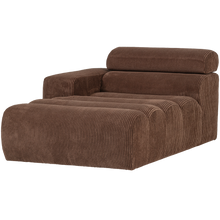 Laden Sie das Bild in den Galerie-Viewer, NOVI CHAISE LONGUE ELEMENT ARM LEFT RIB FABRIC MOCHA BROWN