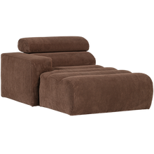 Laden Sie das Bild in den Galerie-Viewer, NOVI CHAISE LONGUE ELEMENT ARM LEFT RIB FABRIC MOCHA BROWN