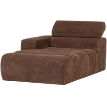 Laden Sie das Bild in den Galerie-Viewer, NOVI CHAISE LONGUE ELEMENT ARM LEFT RIB FABRIC MOCHA BROWN