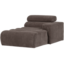 Laden Sie das Bild in den Galerie-Viewer, NOVI CHAISE LONGUE ELEMENT ARM RIGHT RIB FABRIC GREY/BROWN