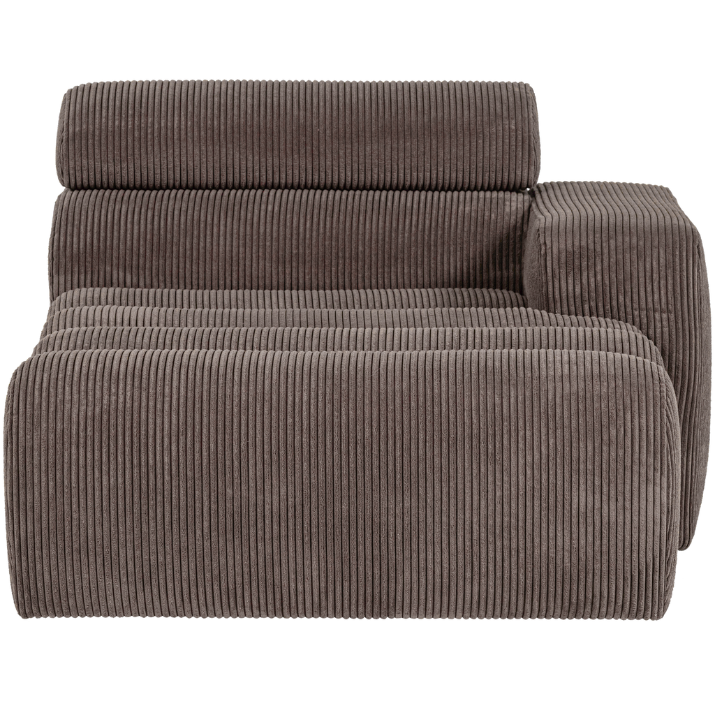 NOVI CHAISE LONGUE ELEMENT ARM RIGHT RIB FABRIC GREY/BROWN