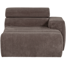 Laden Sie das Bild in den Galerie-Viewer, NOVI CHAISE LONGUE ELEMENT ARM RIGHT RIB FABRIC GREY/BROWN