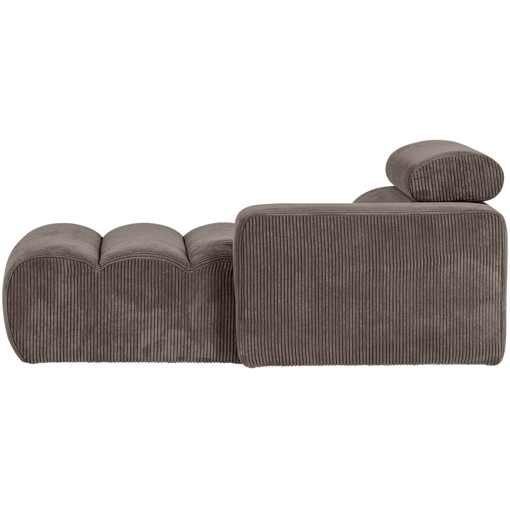 NOVI CHAISE LONGUE ELEMENT ARM RIGHT RIB FABRIC GREY/BROWN