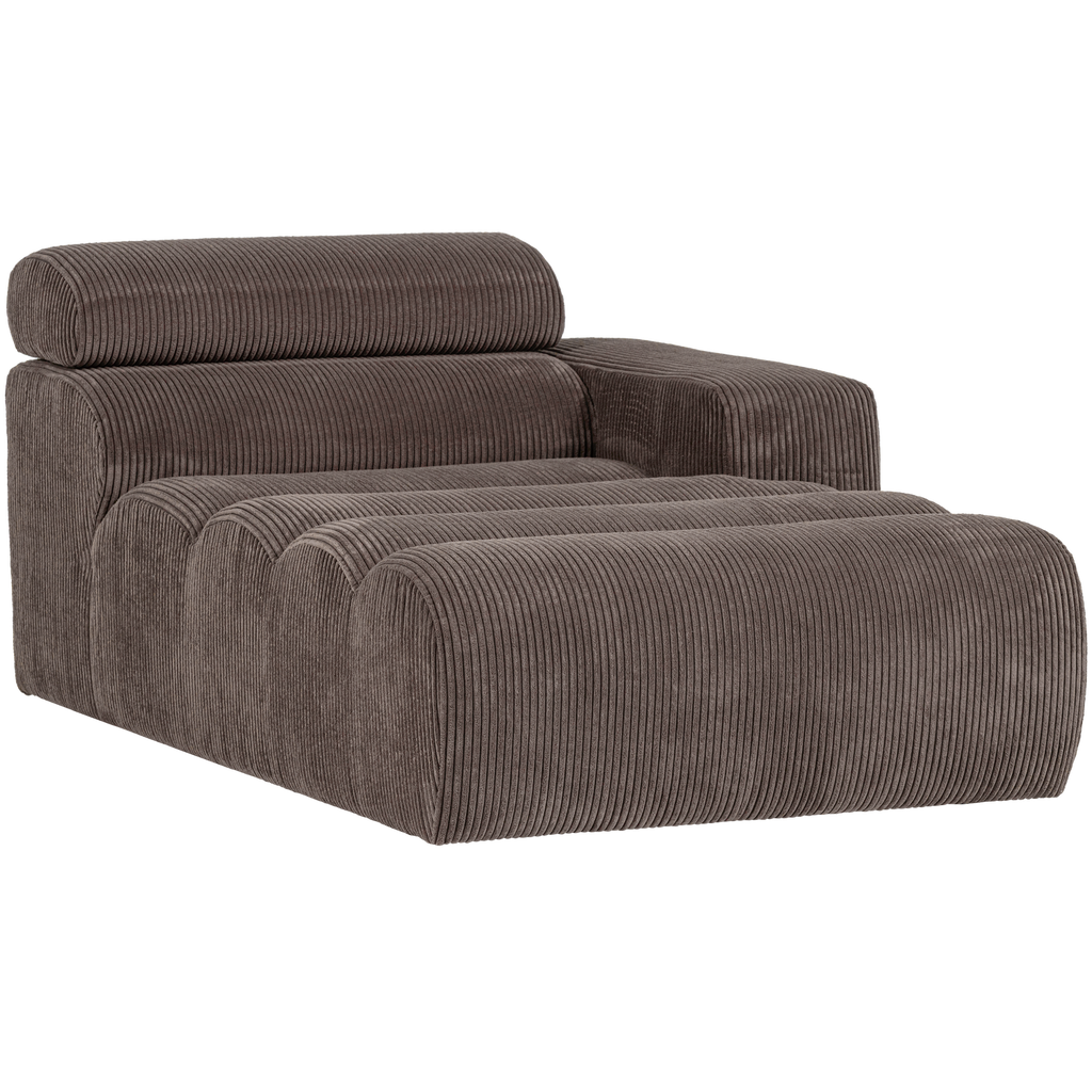NOVI CHAISE LONGUE ELEMENT ARM RIGHT RIB FABRIC GREY/BROWN