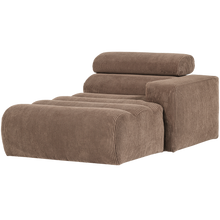 Laden Sie das Bild in den Galerie-Viewer, NOVI CHAISE LONGUE ELEMENT ARM RIGHT RIB FABRIC TAUPE