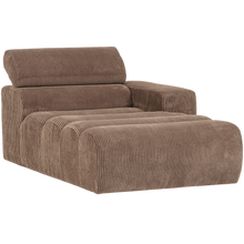 Laden Sie das Bild in den Galerie-Viewer, NOVI CHAISE LONGUE ELEMENT ARM RIGHT RIB FABRIC TAUPE