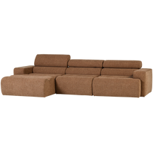 Laden Sie das Bild in den Galerie-Viewer, NOVI CHAISE LONGUE SOFA LEFT BOUCLE CARAMEL BROWN