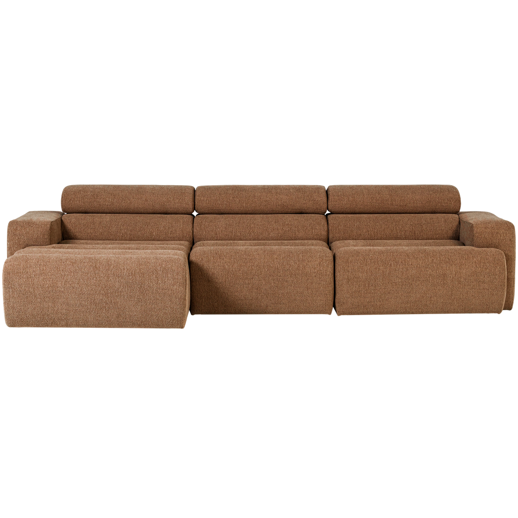 NOVI CHAISE LONGUE SOFA LEFT BOUCLE CARAMEL BROWN