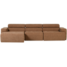 Laden Sie das Bild in den Galerie-Viewer, NOVI CHAISE LONGUE SOFA LEFT BOUCLE CARAMEL BROWN