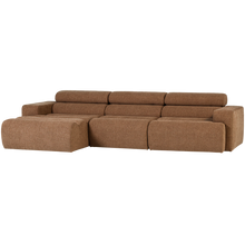 Laden Sie das Bild in den Galerie-Viewer, NOVI CHAISE LONGUE SOFA LEFT BOUCLE CARAMEL BROWN