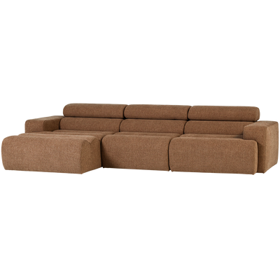NOVI CHAISE LONGUE SOFA LEFT BOUCLE CARAMEL BROWN