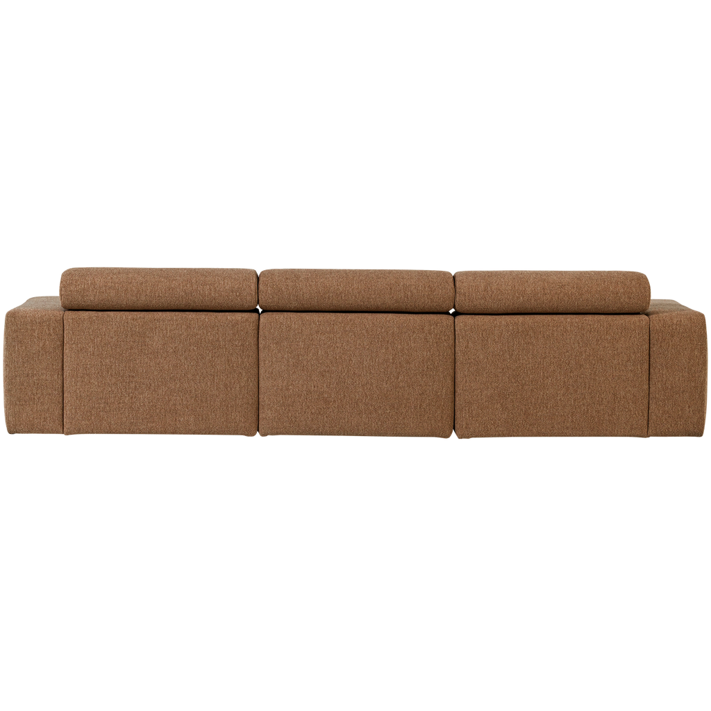 NOVI CHAISE LONGUE SOFA LEFT BOUCLE CARAMEL BROWN
