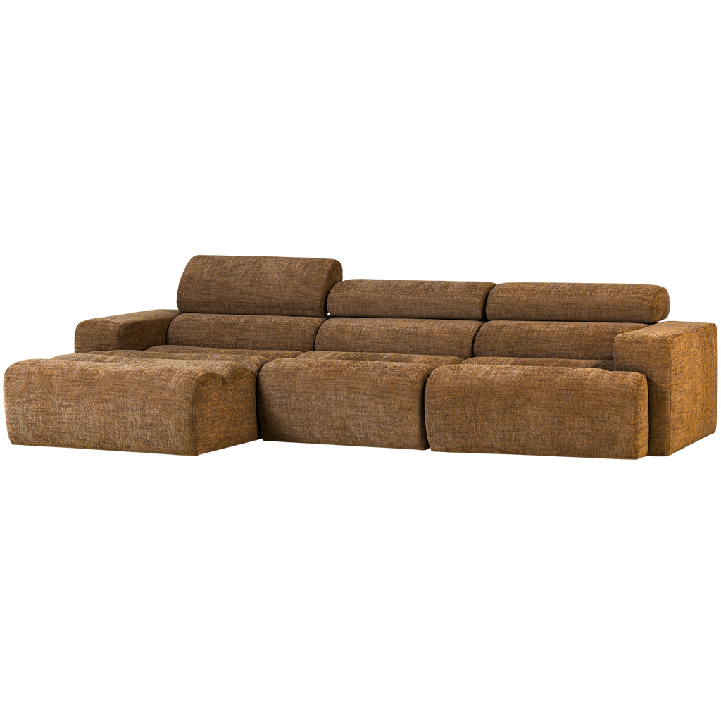 NOVI CHAISE LONGUE SOFA LEFT CARAMEL BROWN MELANGE