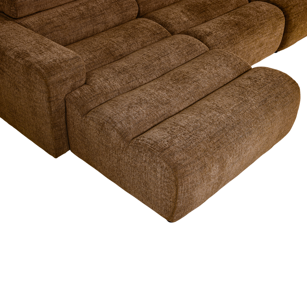 NOVI CHAISE LONGUE SOFA LEFT CARAMEL BROWN MELANGE