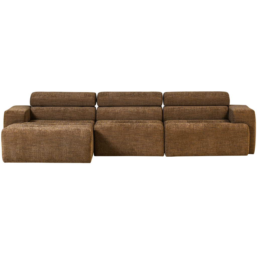 NOVI CHAISE LONGUE SOFA LEFT CARAMEL BROWN MELANGE