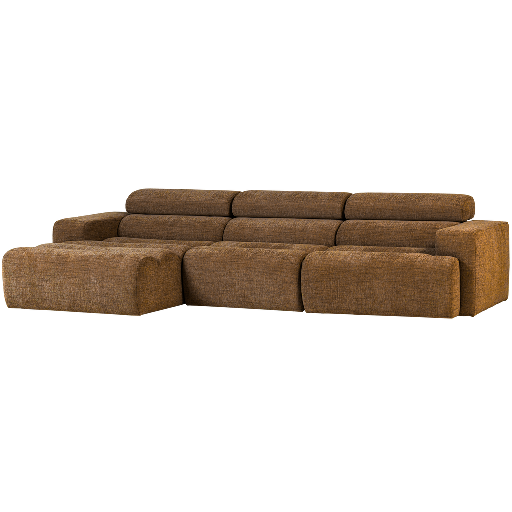 NOVI CHAISE LONGUE SOFA LEFT CARAMEL BROWN MELANGE