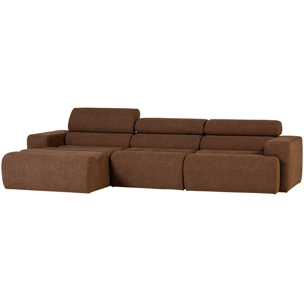 NOVI CHAISE LONGUE SOFA LEFT BOUCLE MOCHA BROWN