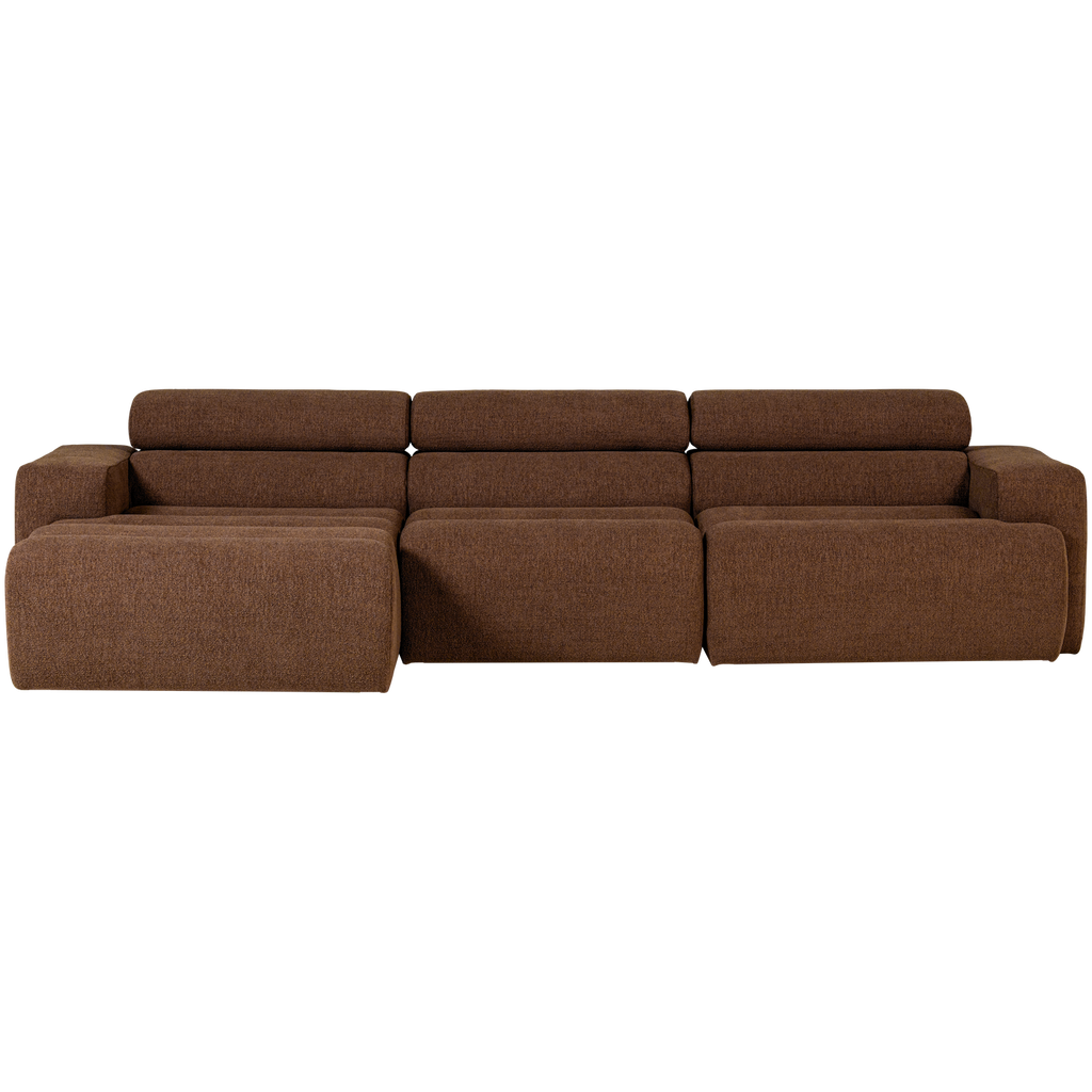 NOVI CHAISE LONGUE SOFA LEFT BOUCLE MOCHA BROWN