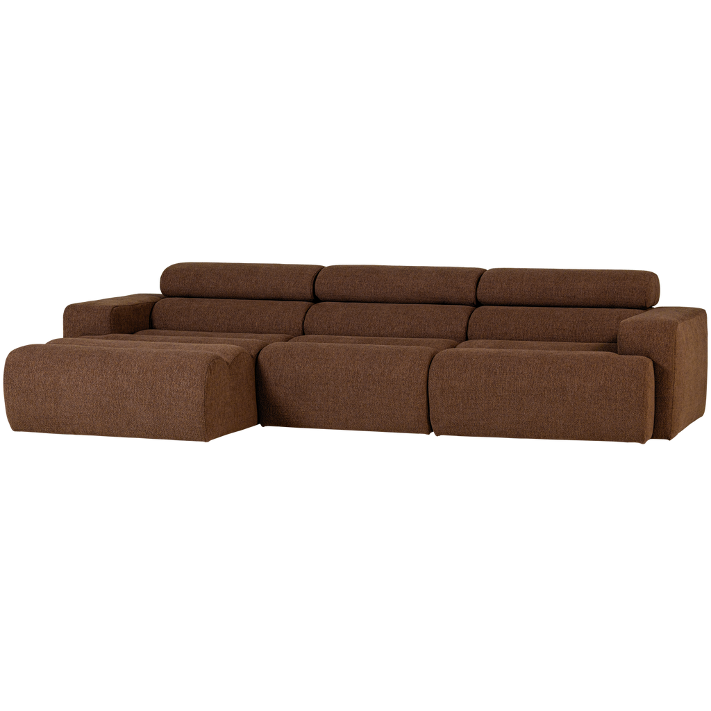 NOVI CHAISE LONGUE SOFA LEFT BOUCLE MOCHA BROWN