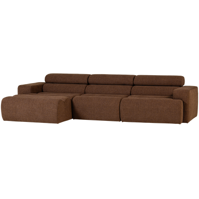 NOVI CHAISE LONGUE SOFA LEFT BOUCLE MOCHA BROWN
