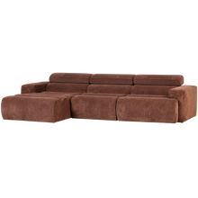 Laden Sie das Bild in den Galerie-Viewer, NOVI CHAISE LONGUE SOFA LEFT RIB FABRIC TERRA