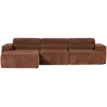 Laden Sie das Bild in den Galerie-Viewer, NOVI CHAISE LONGUE SOFA LEFT RIB FABRIC TERRA
