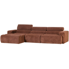 Laden Sie das Bild in den Galerie-Viewer, NOVI CHAISE LONGUE SOFA LEFT RIB FABRIC TERRA