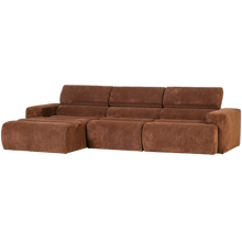 Laden Sie das Bild in den Galerie-Viewer, NOVI CHAISE LONGUE SOFA LEFT RIB FABRIC TERRA