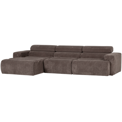 NOVI CHAISE LONGUE SOFA LEFT RIB FABRIC GREY/BROWN